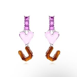 Purple Heart I Love U Resin Drop Earrings